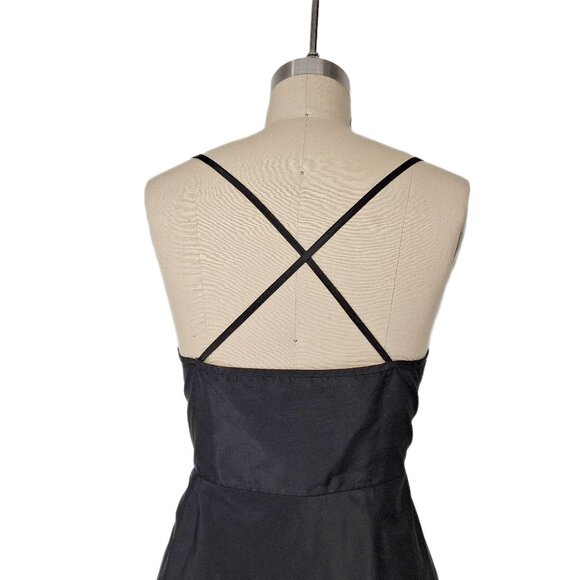 J.Crew Black Silk Taffeta Midi Dress A Line Cocktail Criss Cross Back Lined SZ 8 - Picture 4 of 12